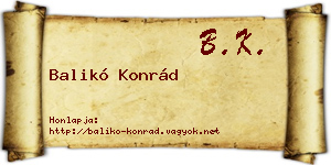 Balikó Konrád névjegykártya
